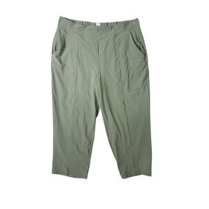 Marika Nylon Green Pleated Pants XXL Womens Pockets Stretch Straight Activewear